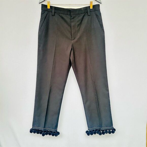 Pants - Marc Jacobs Dress Pants Womens Size M Black High Rise Straight Leg Pom